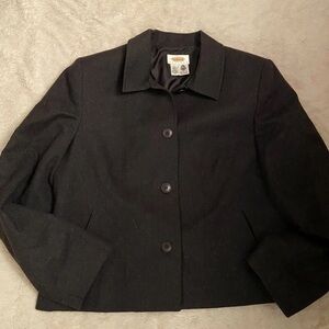Talbots Petites 12 wool blazer jacket Woolmark Charcoal Grey